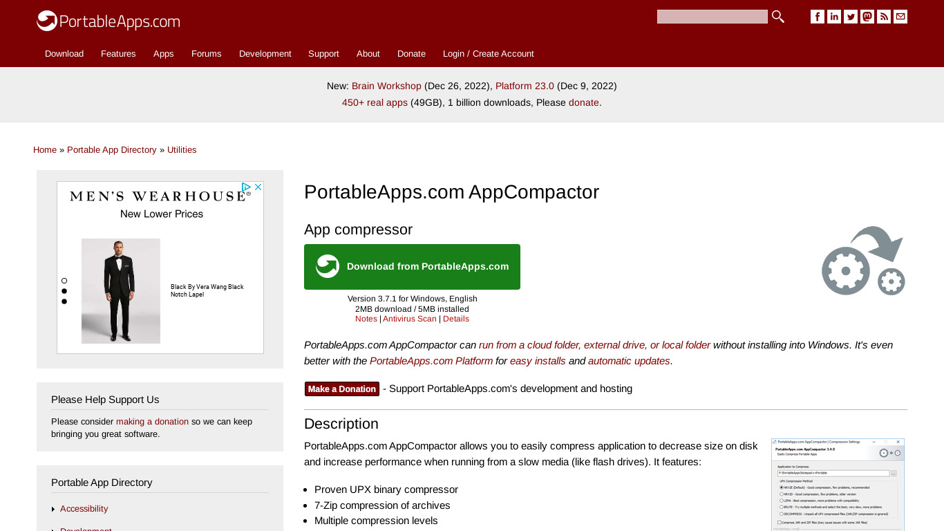 PortableApps.com AppCompactor Landing page