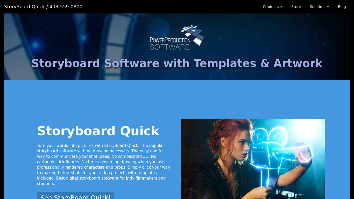 Storyboard Quick Landing page