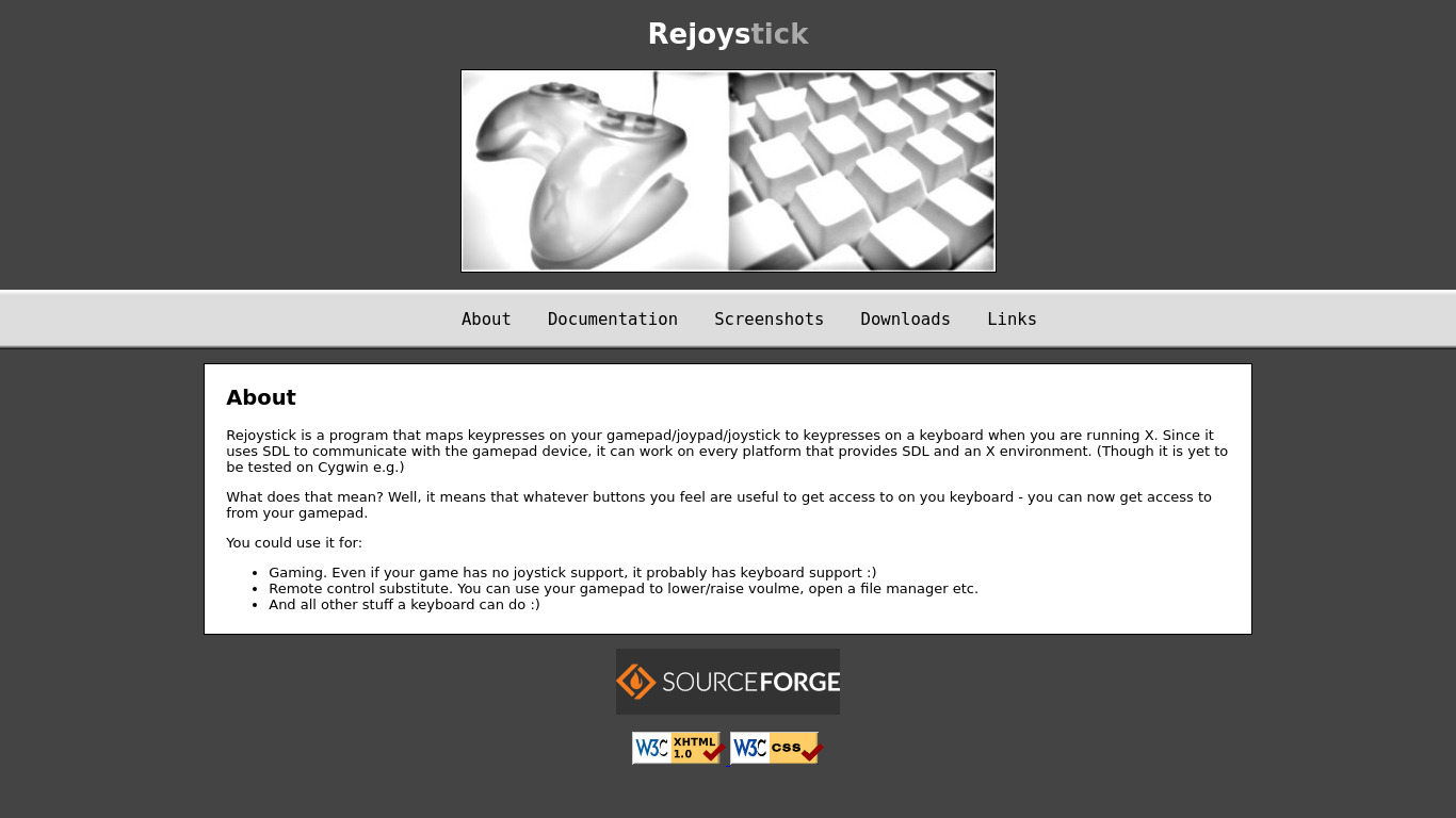 rejoystick Landing page