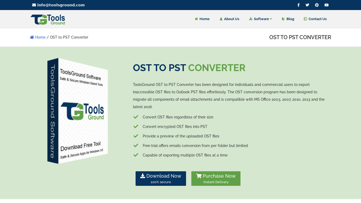 ToolsGround OST to PST Converter Landing page