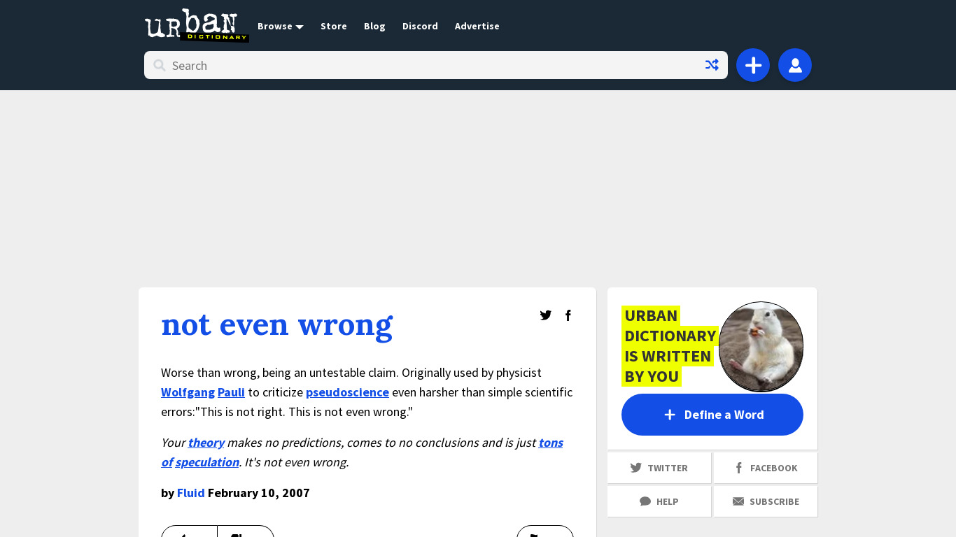 Urban Dictionary Landing page