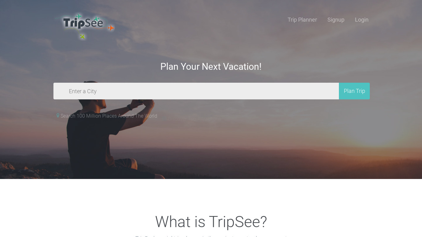 TripSee Landing page