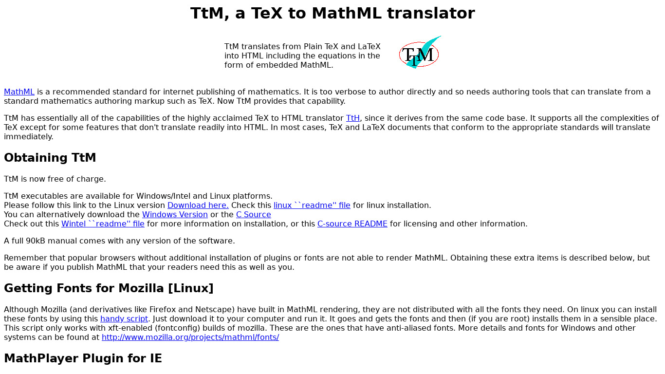 TtM Landing page
