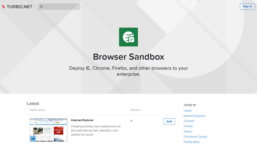 Turbo Browser Sandbox Landing Page