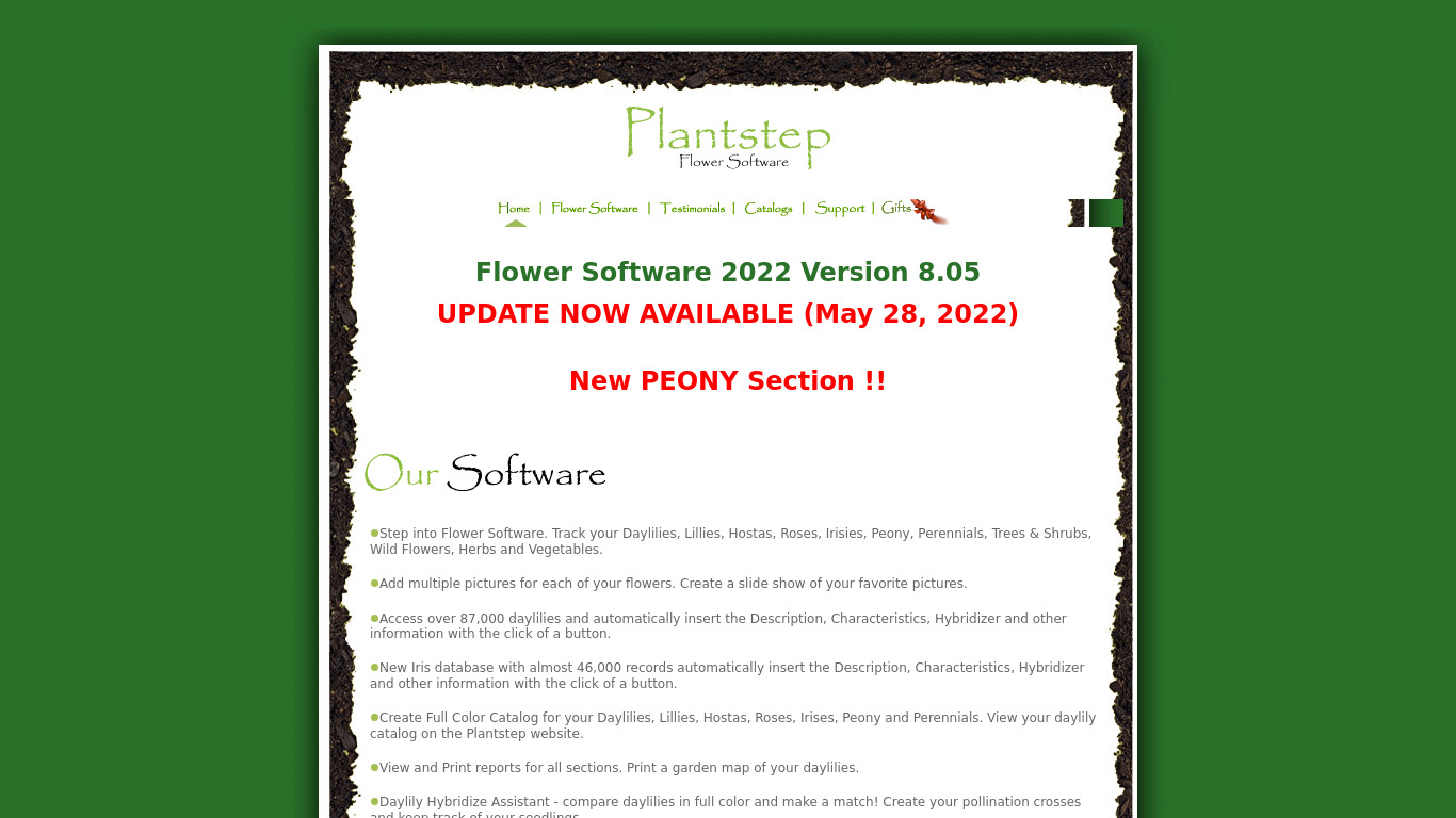 Plantstep Flower Software Landing page