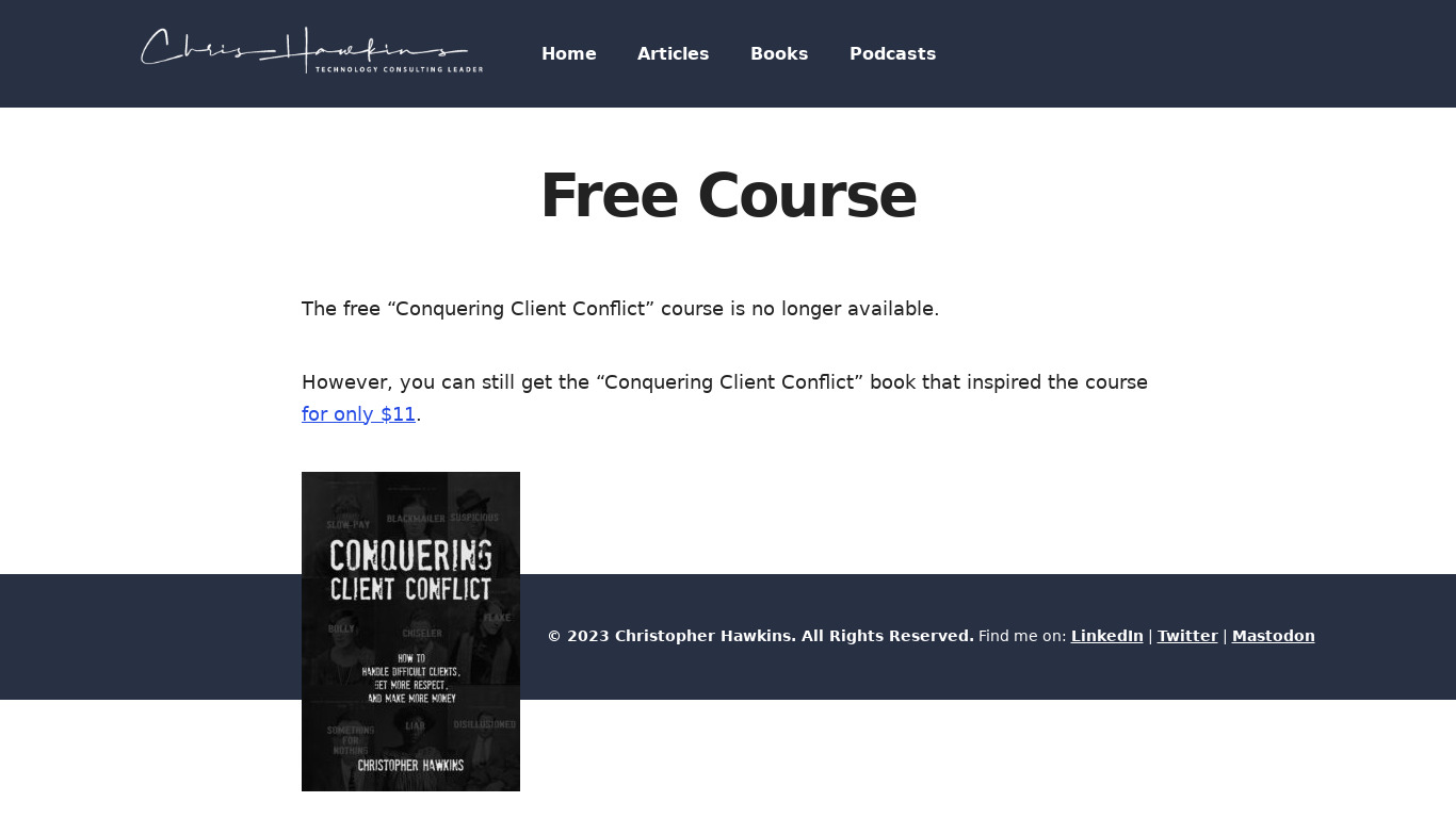 Conquering Client Conflict Landing page