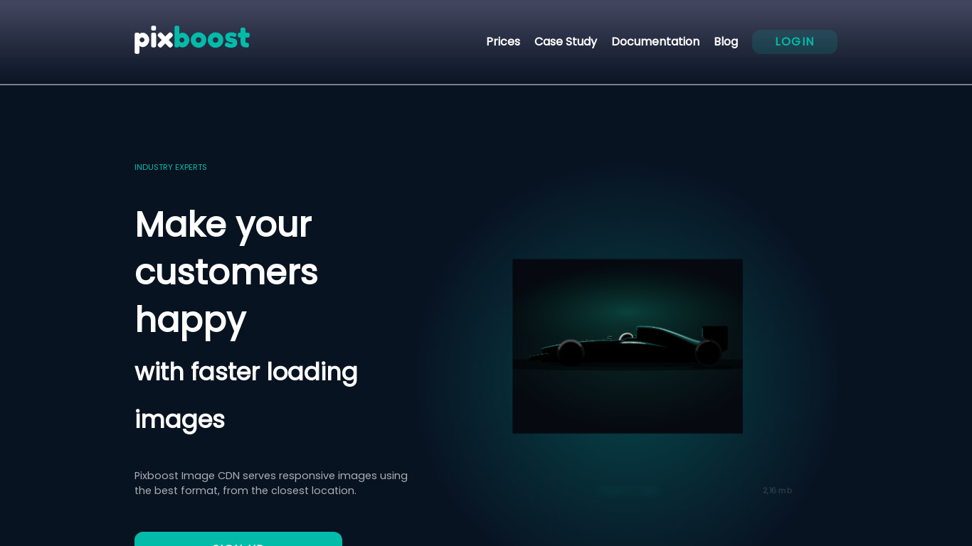 Pixboost Landing page