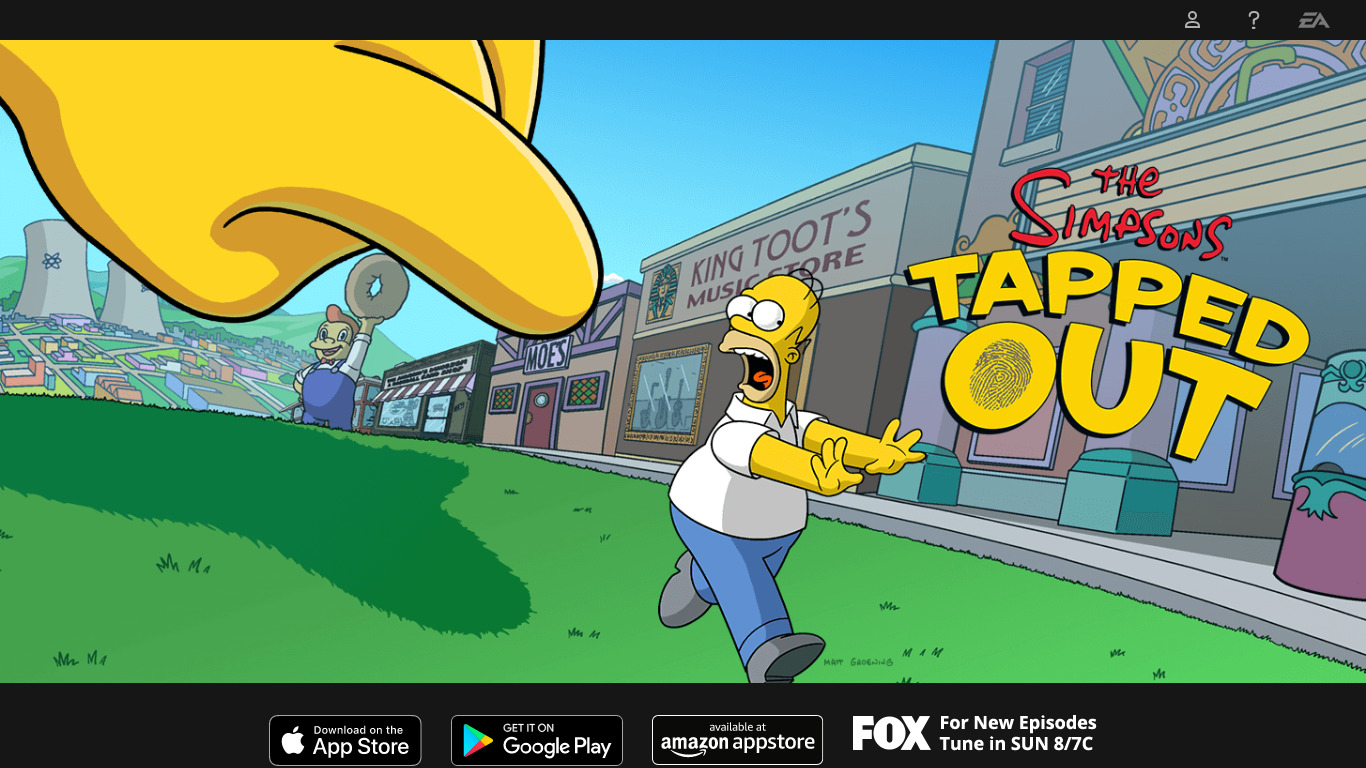 Simpsons Tapped Out Landing page