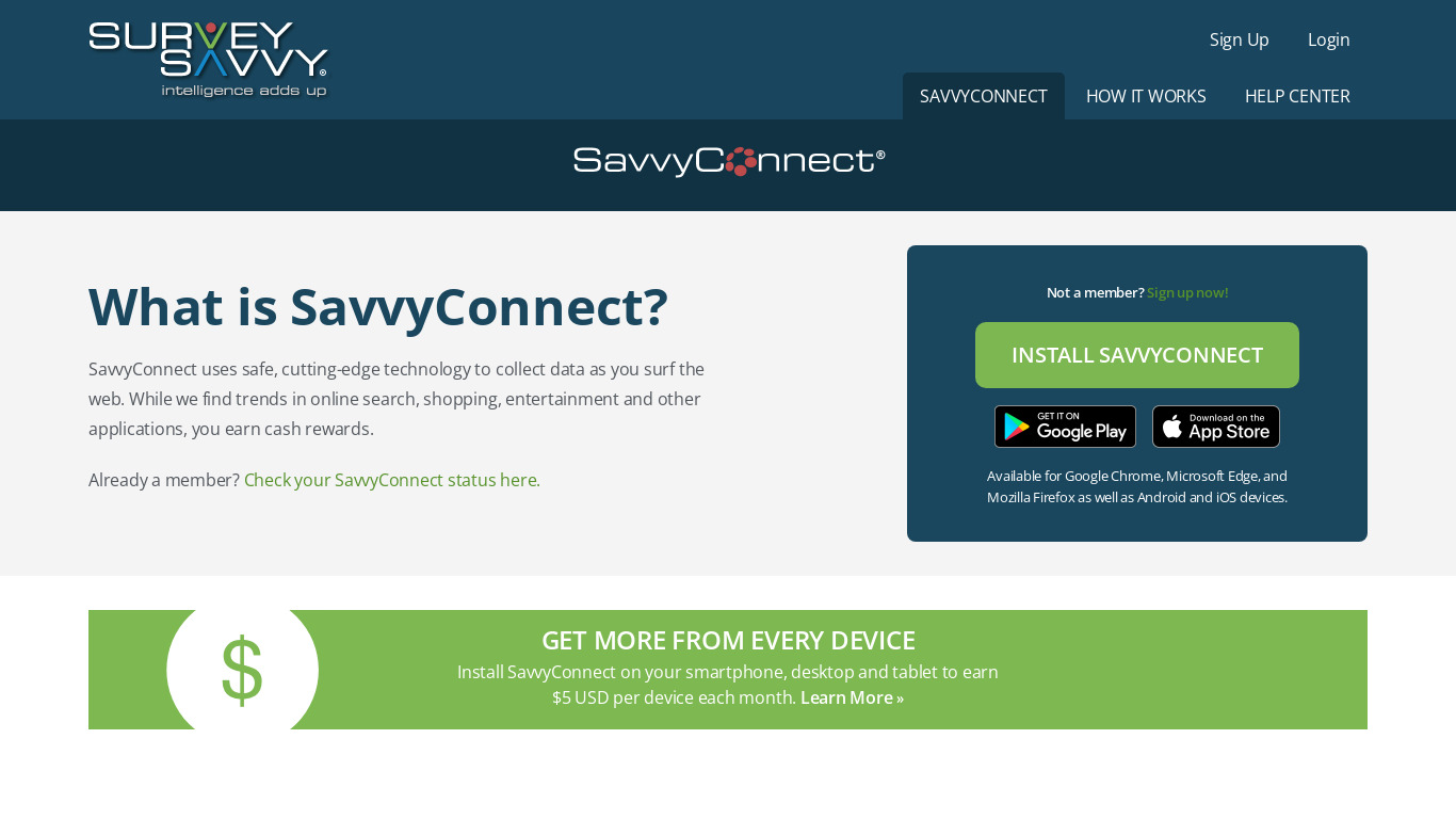 SavvyConnect Landing page