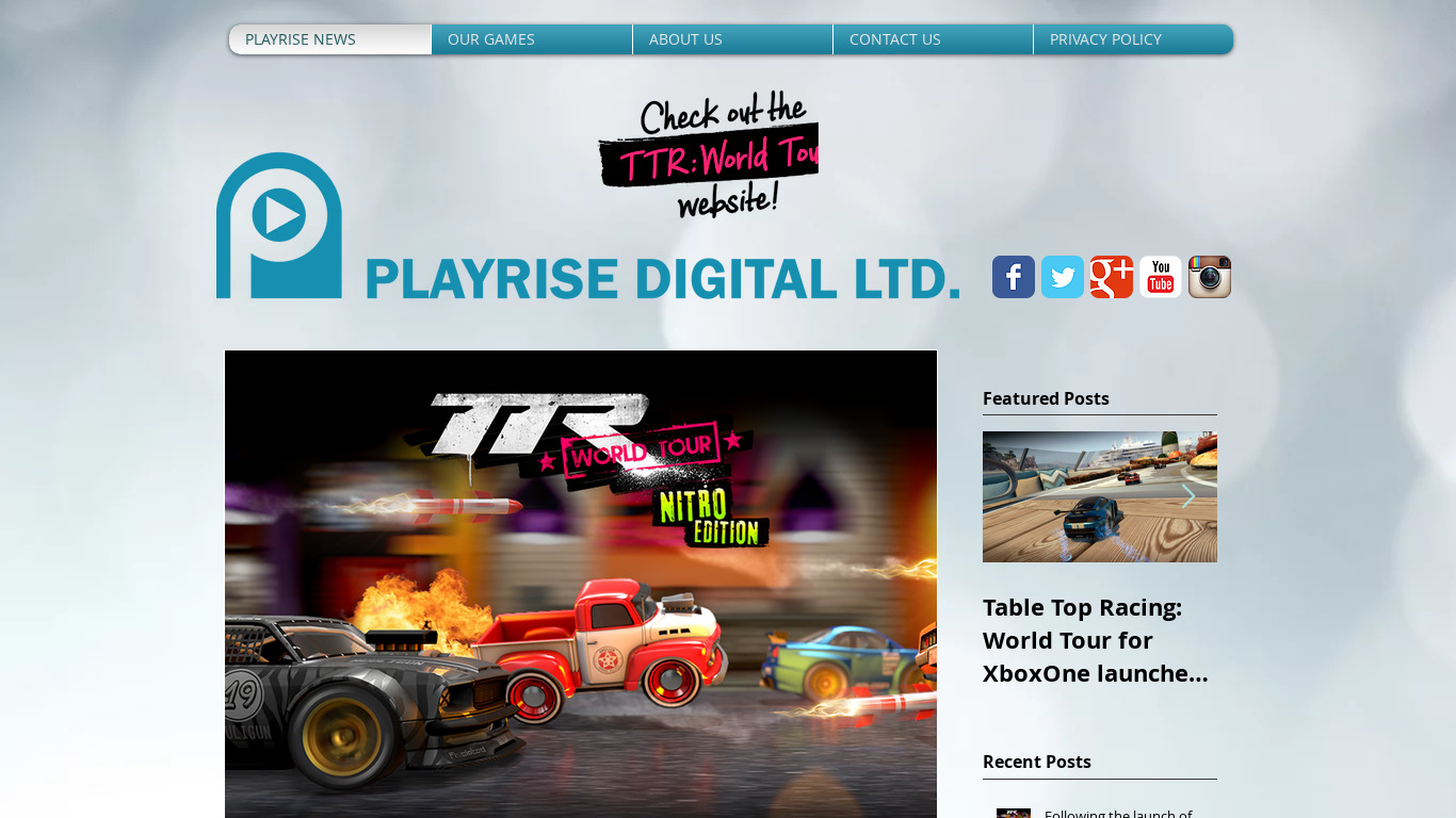 Table Top Racing Landing page