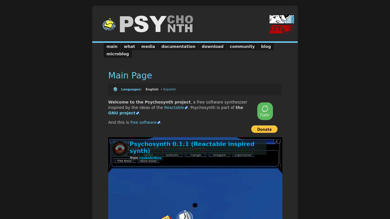 Psychosynth Landing page