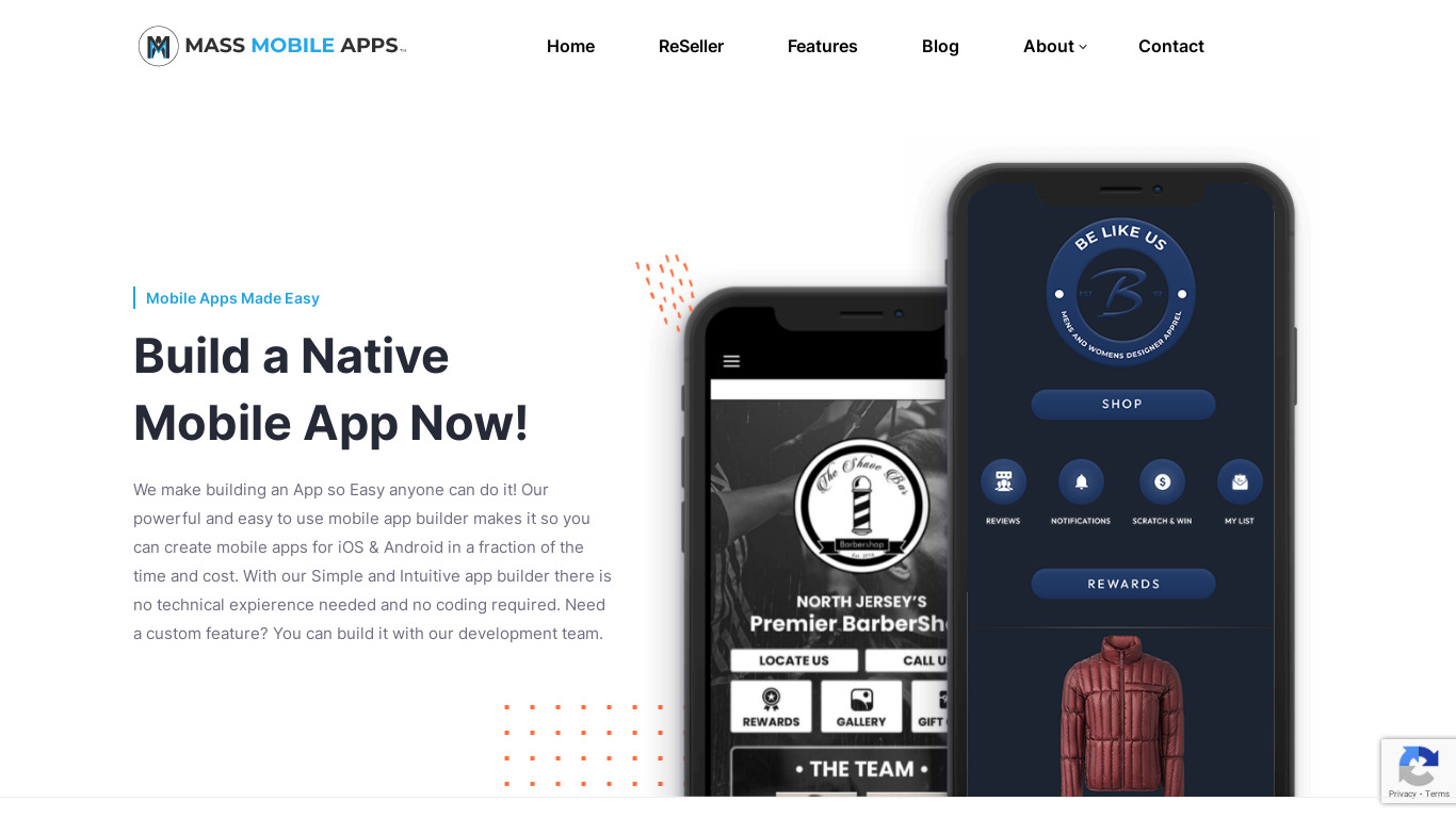 Mass Mobile Apps Landing page