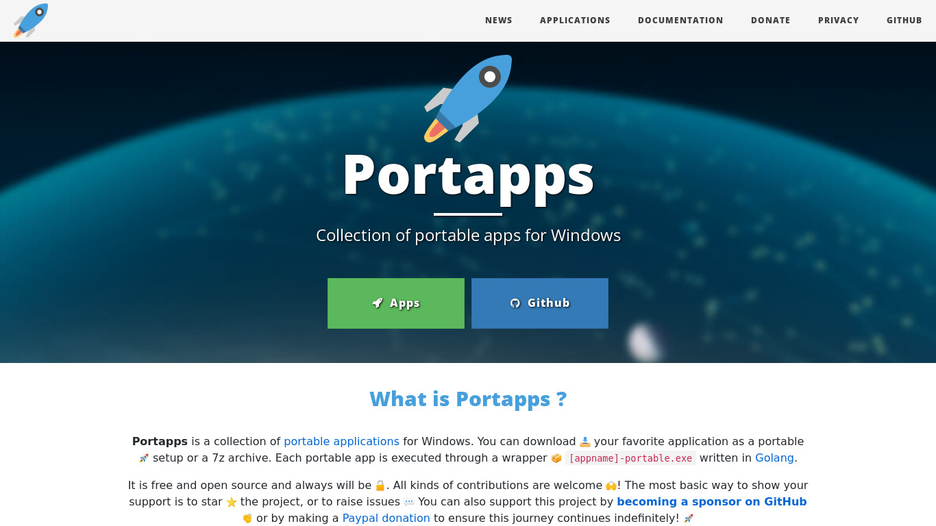 Portapps Landing page