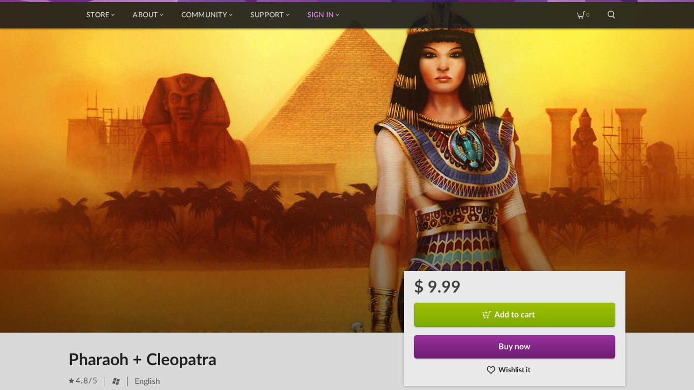 Pharaoh and Cleopatra Landing page