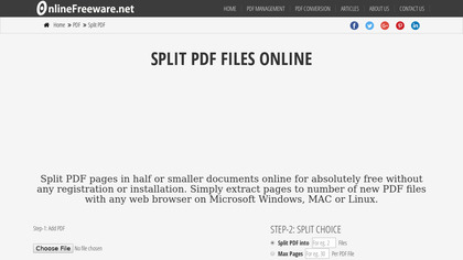 OnlineFreeware PDF Split image