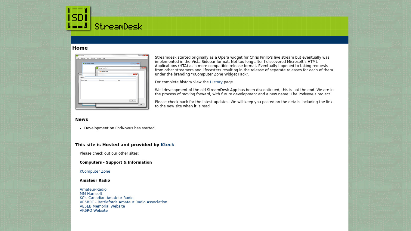 Streamdesk Landing page
