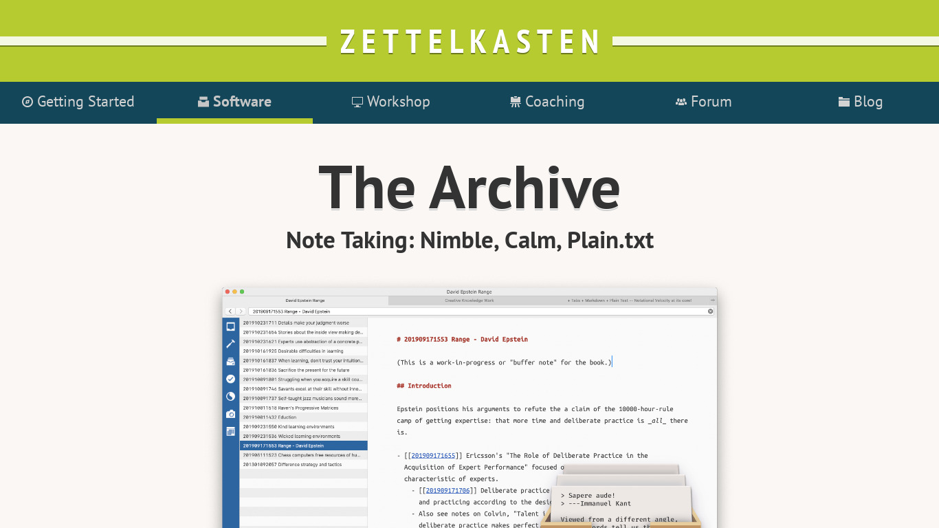 The Archive Landing page