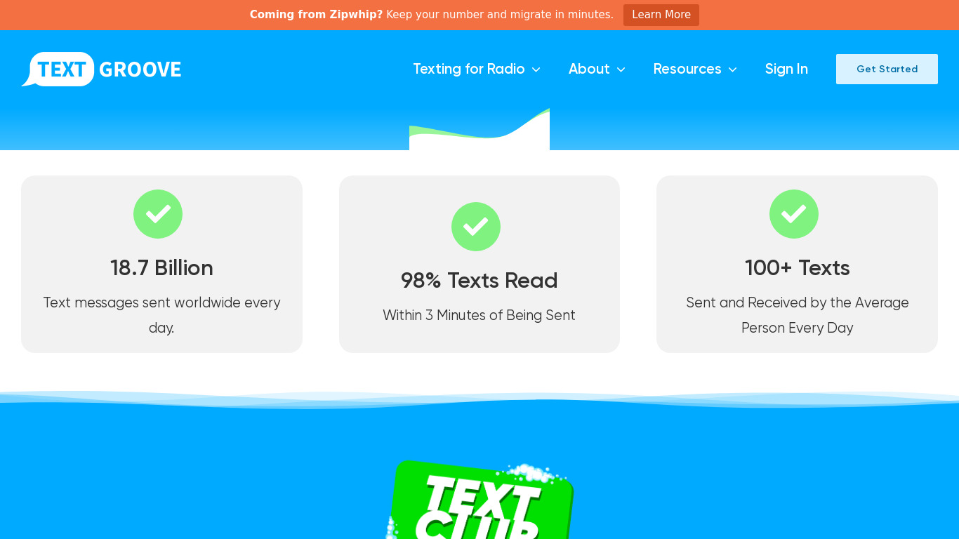 Text Groove Landing page