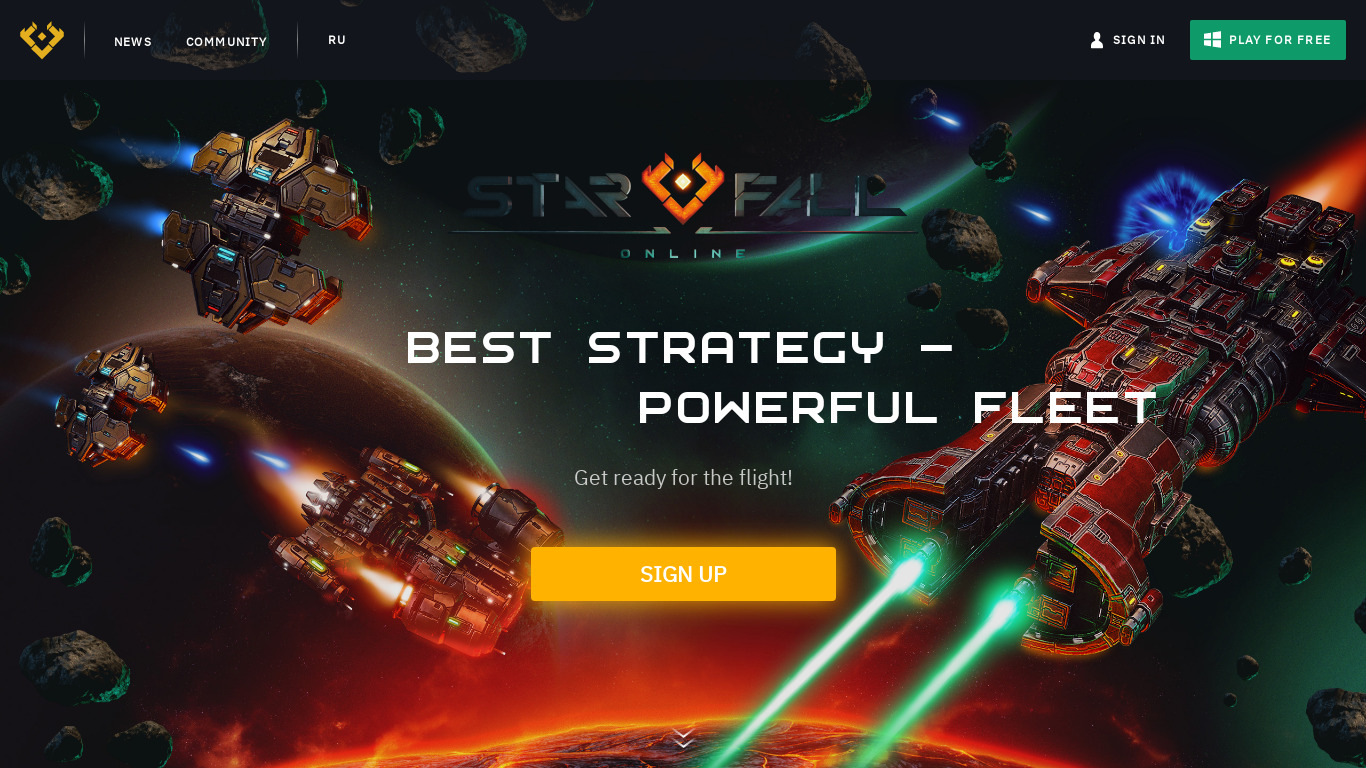 Starfall Tactics Landing page