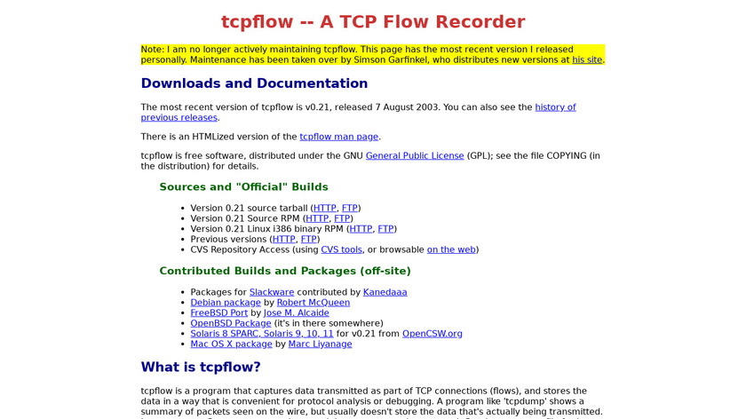 tcpflow Landing Page