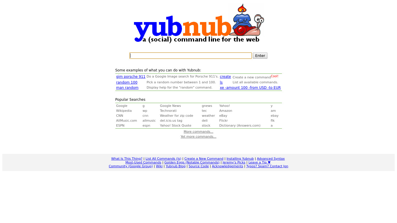 YubNub Landing page