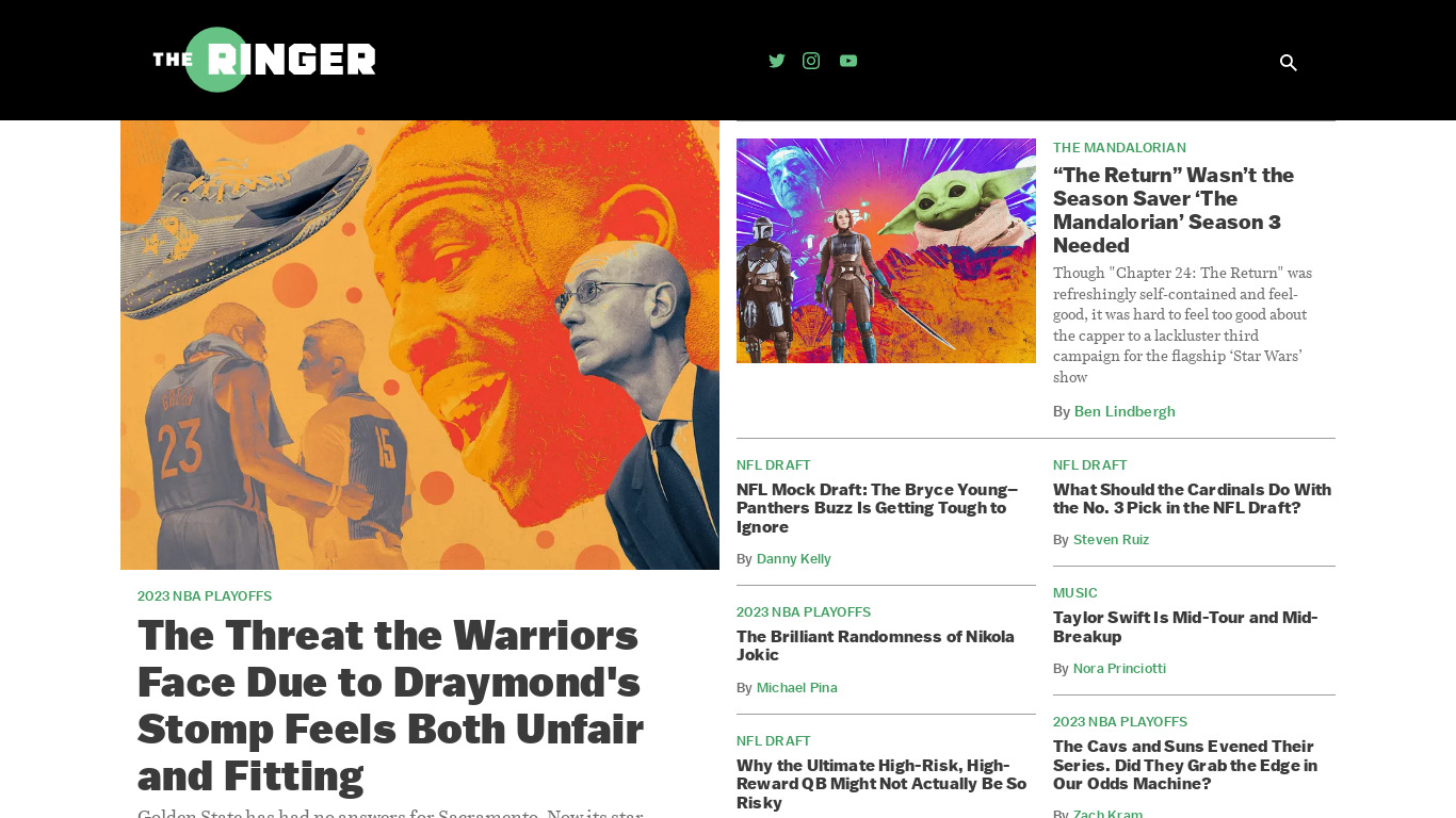 The Ringer Landing page