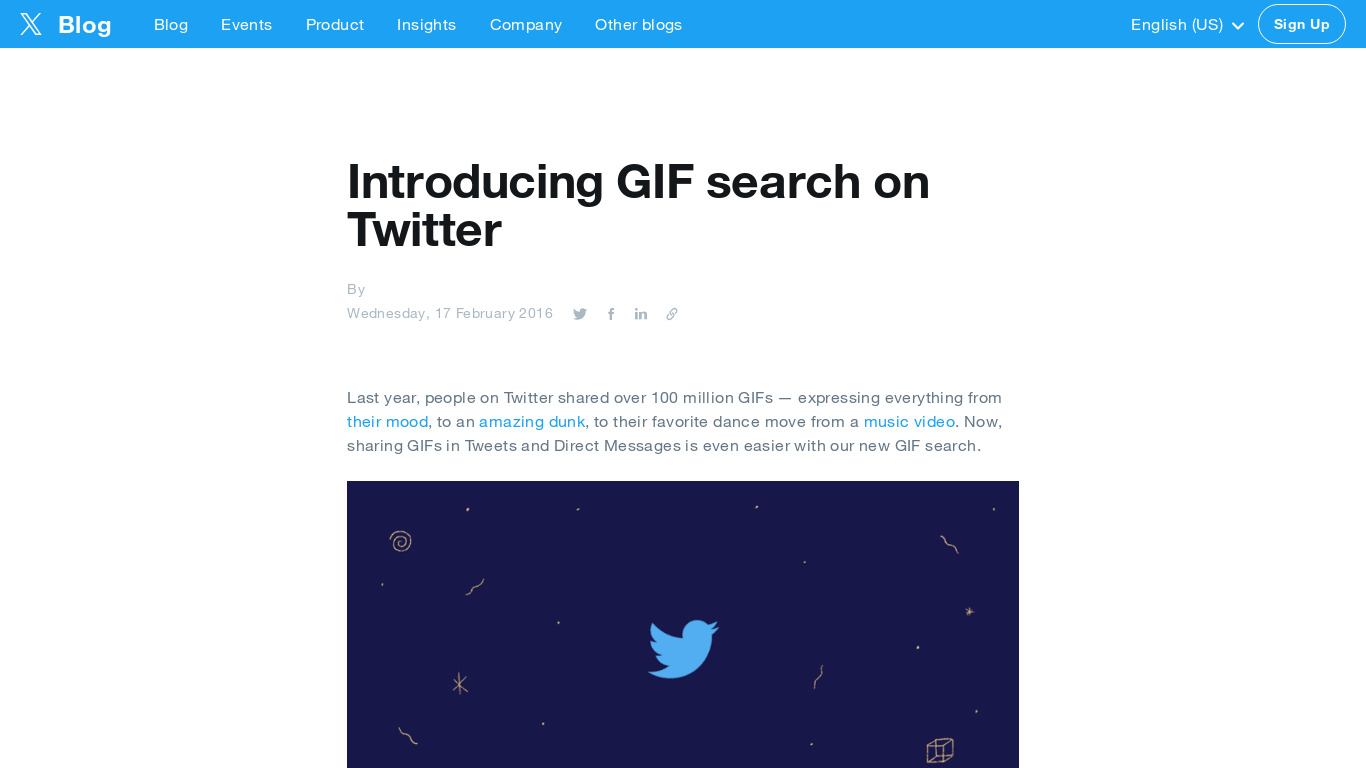 GIF Search on Twitter Landing page
