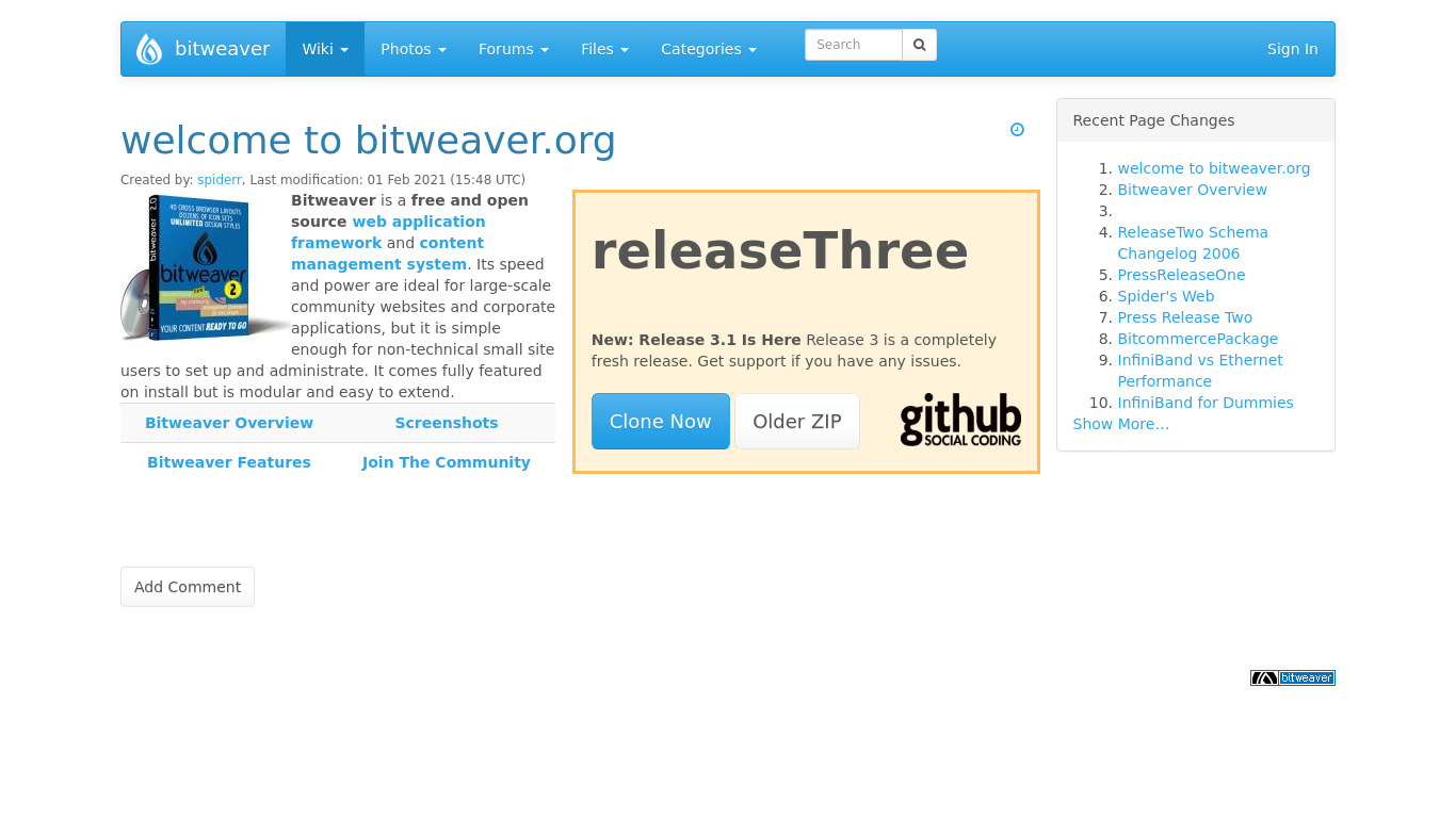 Bitweaver Landing page