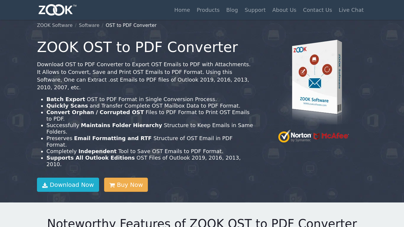 ZOOK OST to PDF Converter Landing page