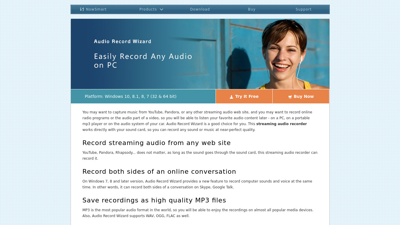 Audio Record Wizard Landing page