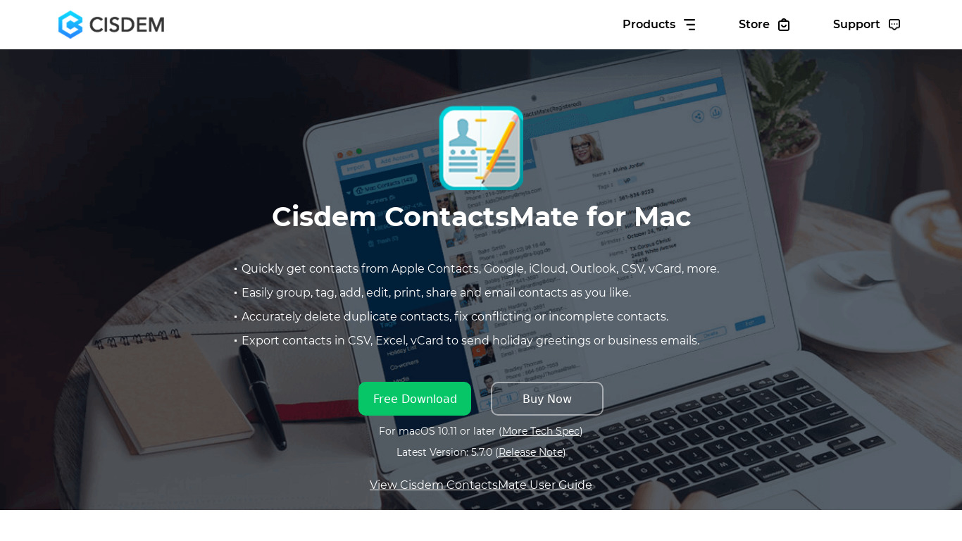 Cisdem ContactsMate 4.2.0 Landing page