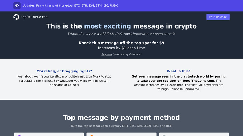 Top Of The Coins Landing Page