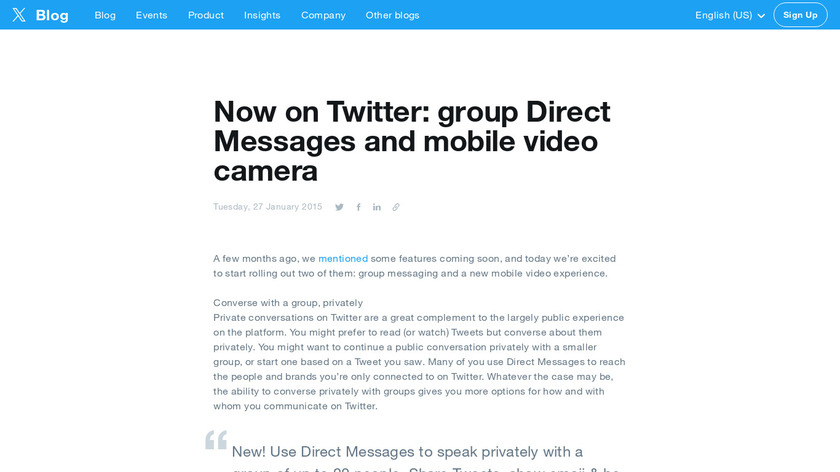 Twitter Group DMs & Video Landing Page