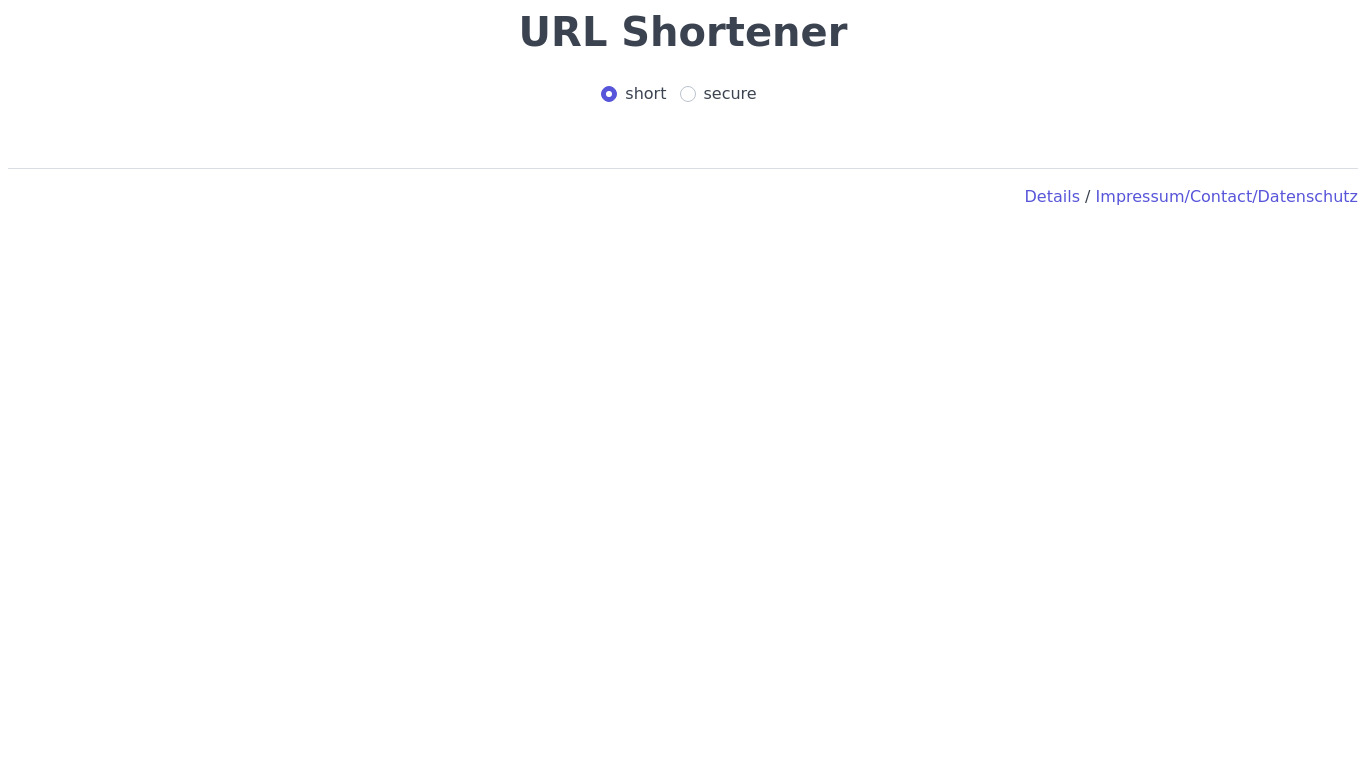 Anonymous URL Shortener Landing page