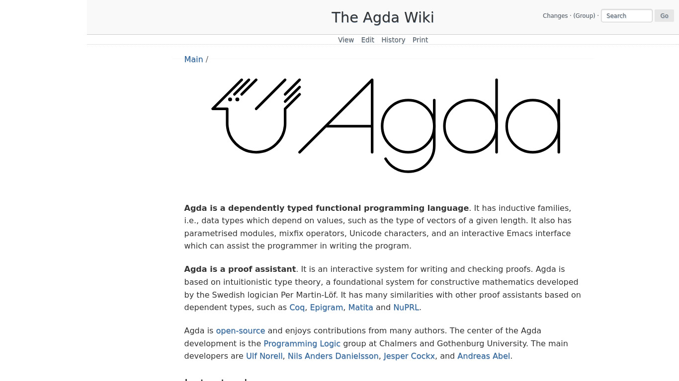 Agda Landing page