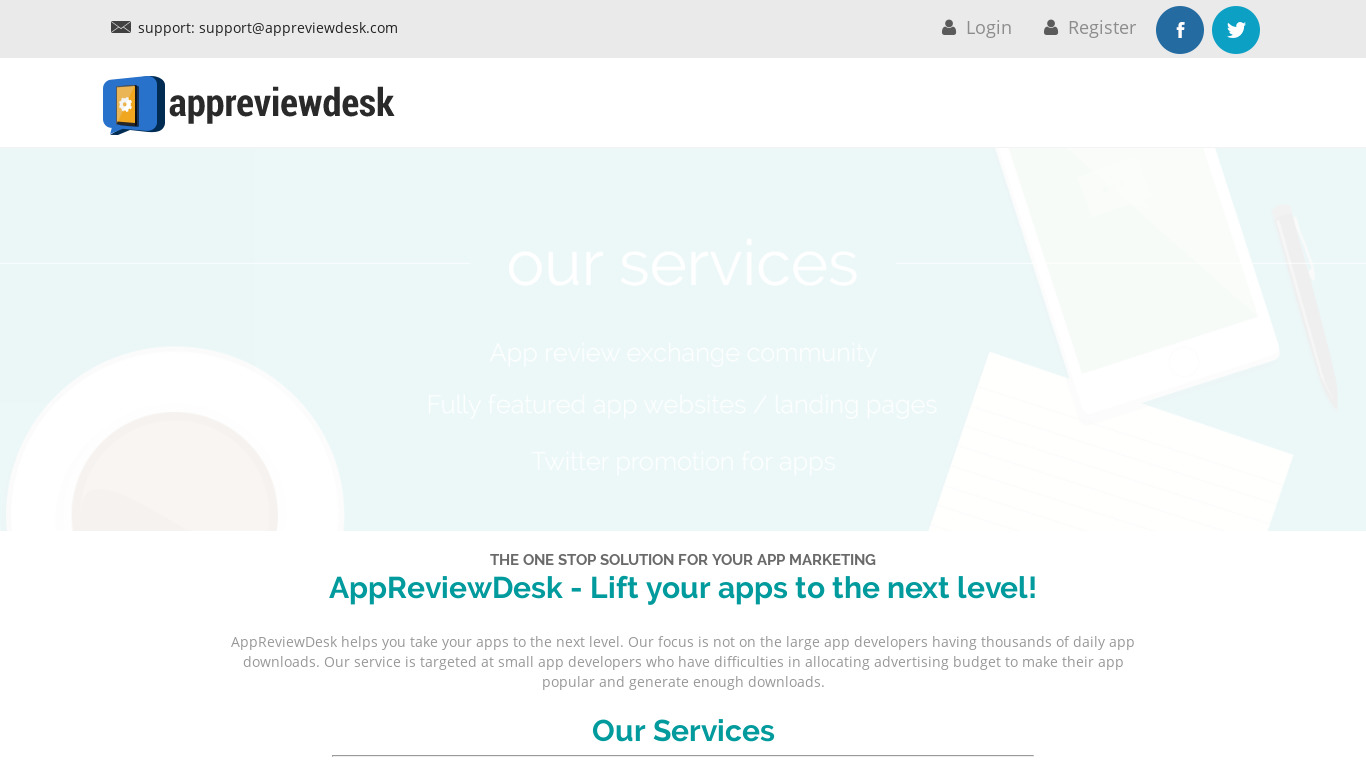 AppReviewDesk Landing page