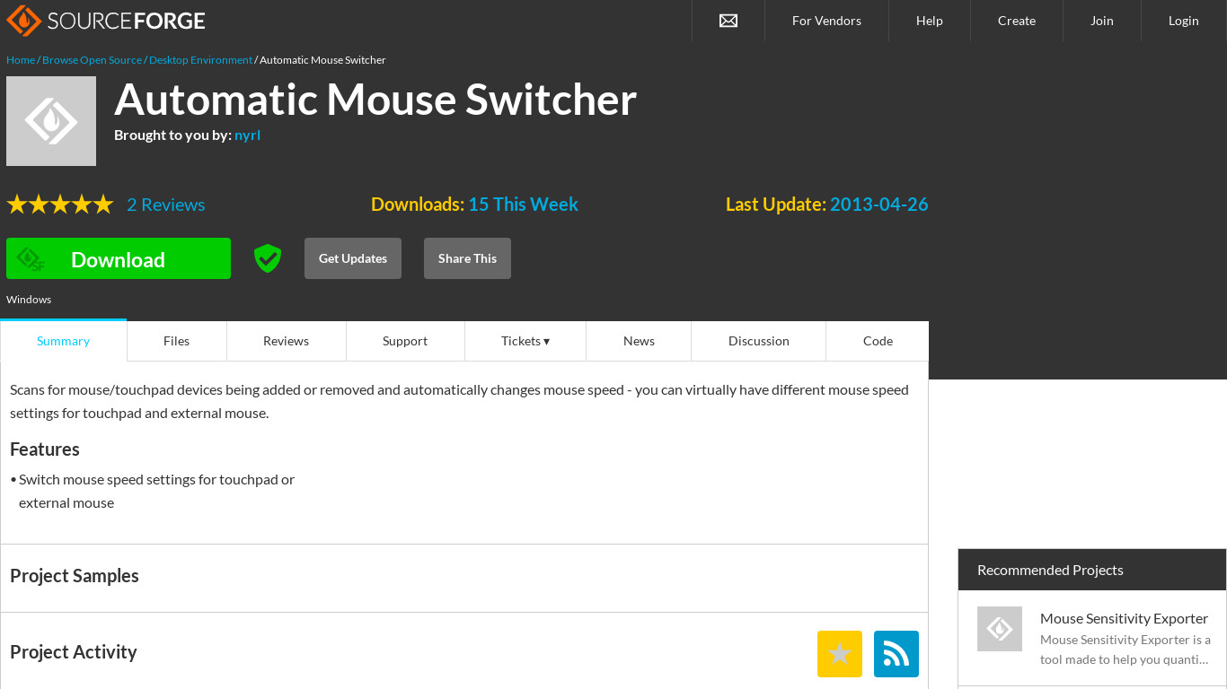 Automatic Mouse Switcher Landing page