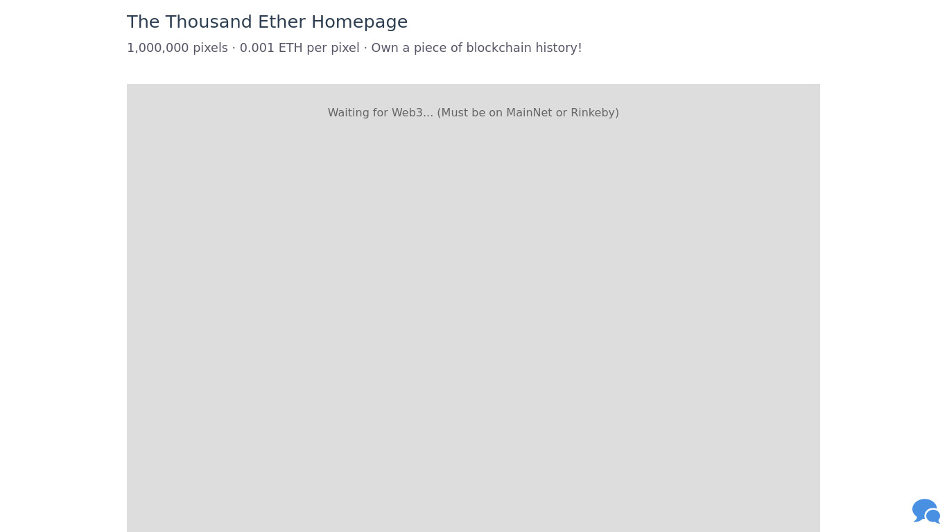 The Thousand Ether Homepage Landing page