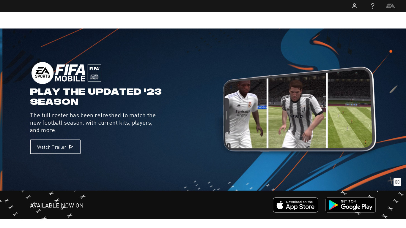FIFA Mobile Soccer Landing page