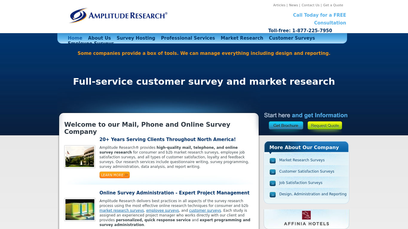 Amplitude Research Solutions Landing page