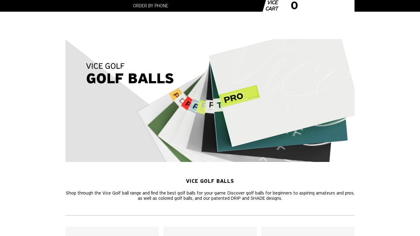 Vice Golf Balls Landing page