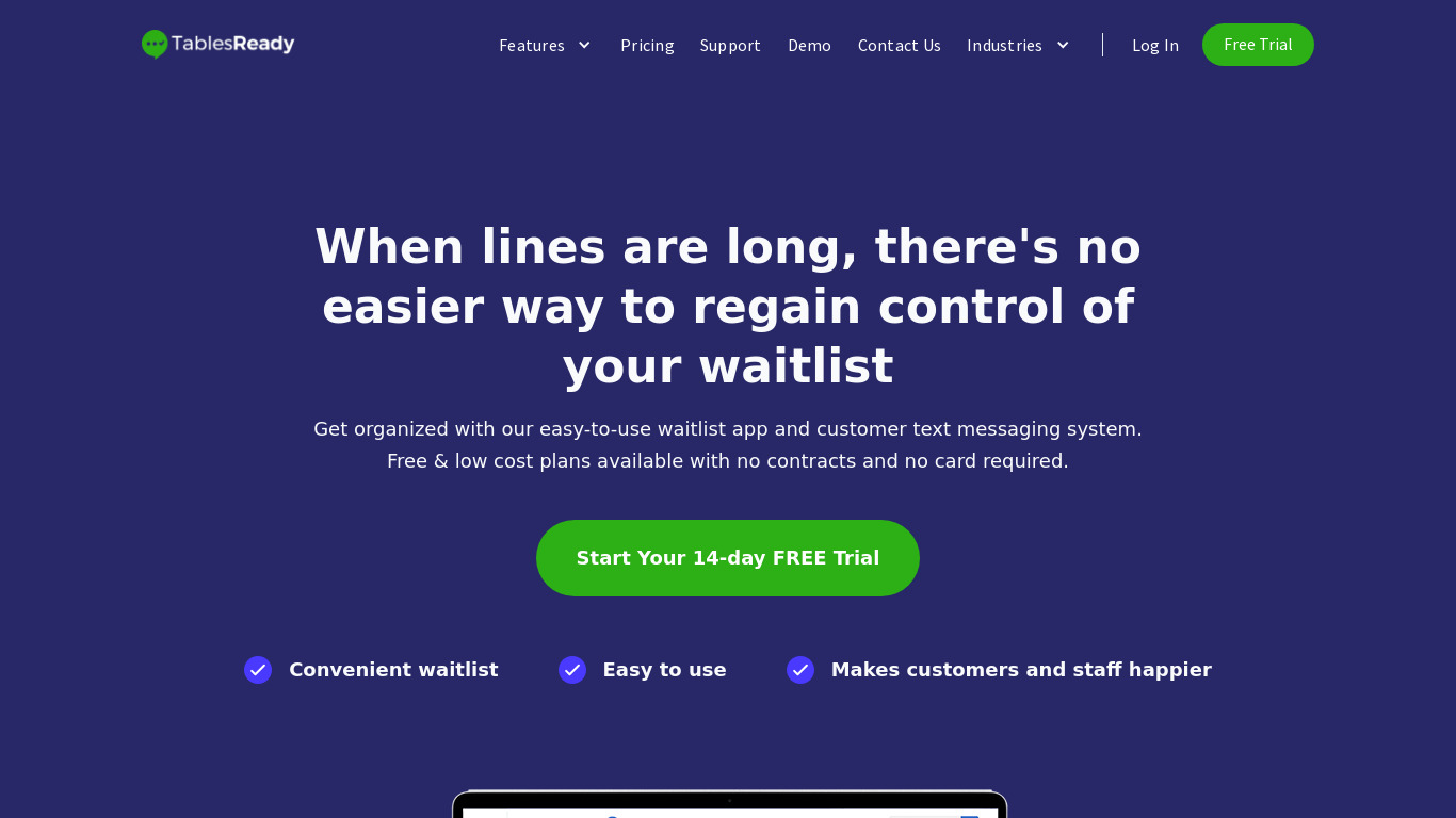 TablesReady Landing page