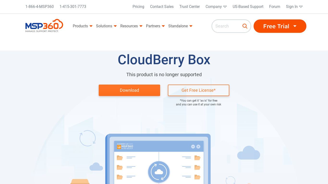 CloudBerry Box Landing page