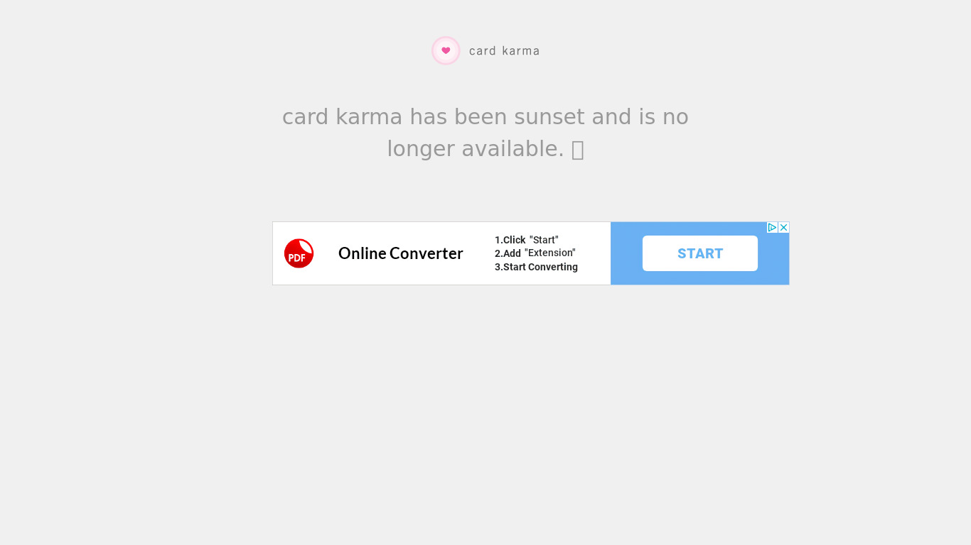 card karma Landing page