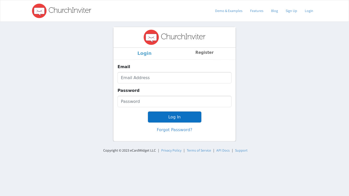 ChurchInviter Landing page