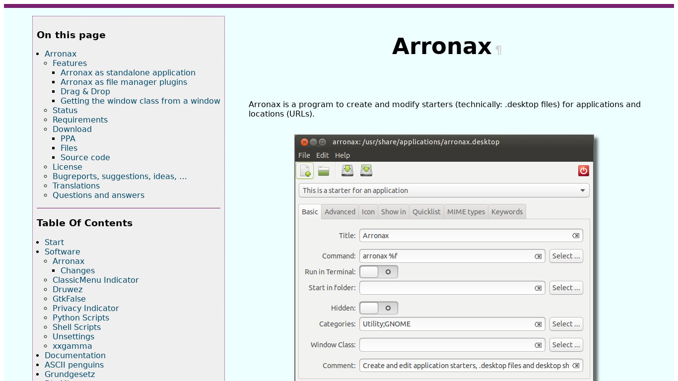 Arronax Landing page