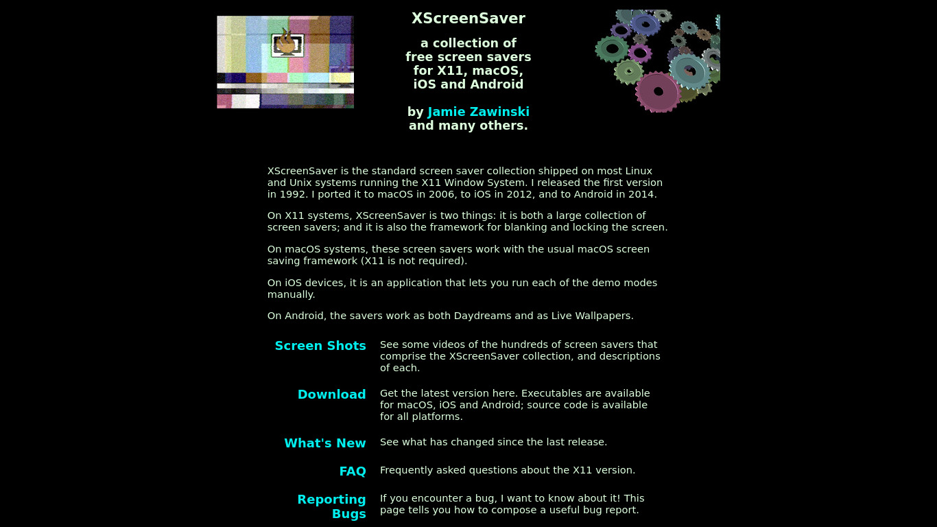 XScreenSaver Landing page