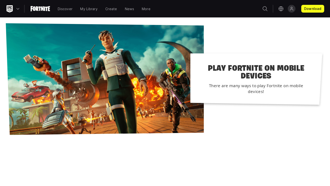 Fortnite for iOS Landing page