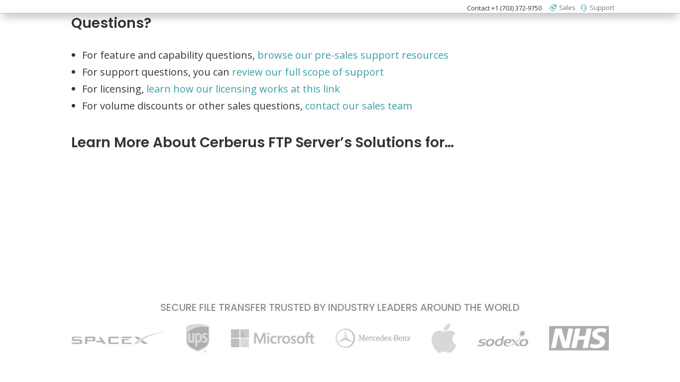 CerberusFTP Landing page
