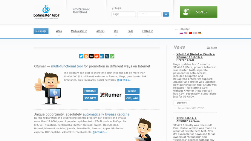 XRumer Landing Page